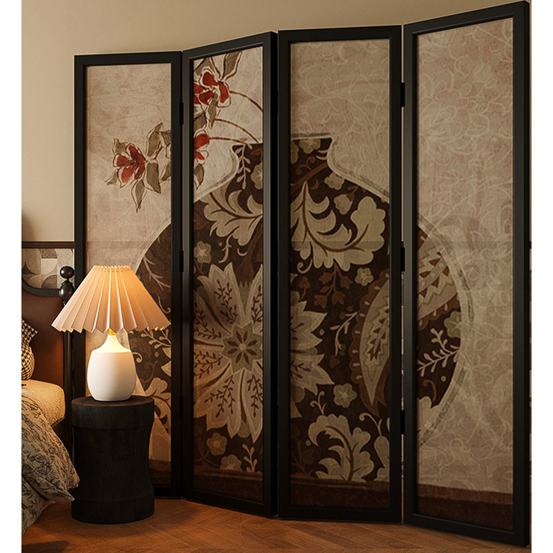 Nouveau paravent en pin de cèdre à motif floral rétro, H 70,87 po x l 70,87 po x P 1,18 po