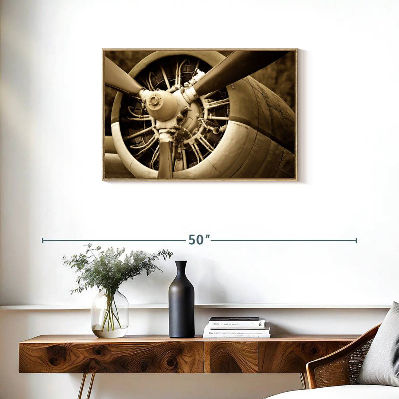 Sépia vieille hélice, Cadre flottant en bois naturel, 31 po x 21 po