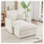 Chaise de lecture moderne en tissu d'ameublement en chenille blanche avec repose-pieds, fauteuil de lecture modulaire-831344957