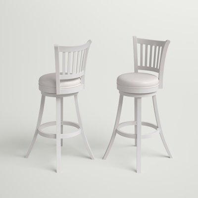 Tabourets pivotants blancs Catt avec structure en bois massif