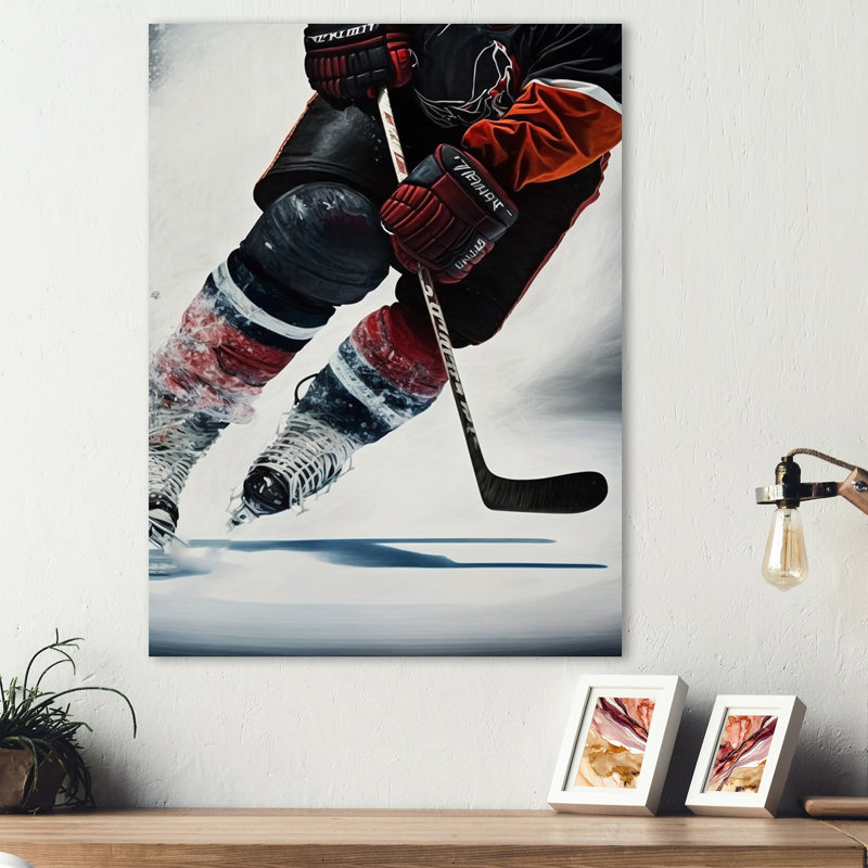 Hockey sur glace pendant le match V - reproduction sur toile, Toile tendue, H 40 po x l 30 po x P 1,5 po