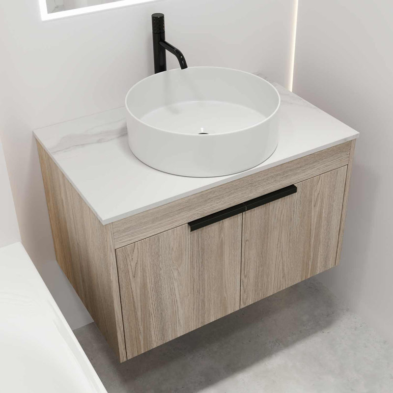 Caelynn 29.5'' Single Bathroom Vanity with Solid Wood Top