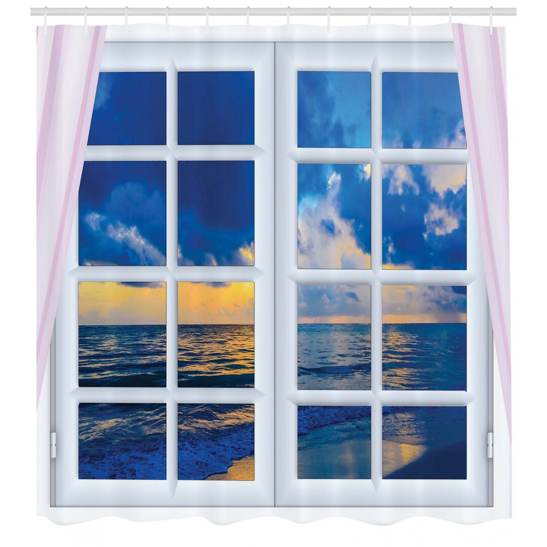 Duschvorhang Fenster und Strand