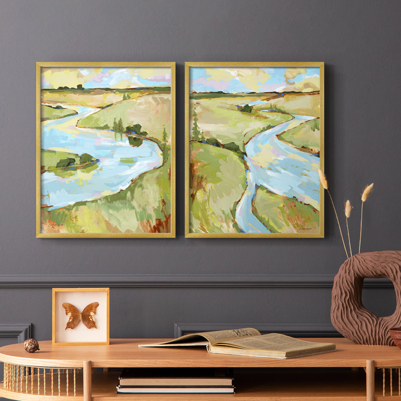 Upriver II - reproduction encadrée de qualité supérieure - prête à être accrochée - aucun clou requis - aucun clou requis