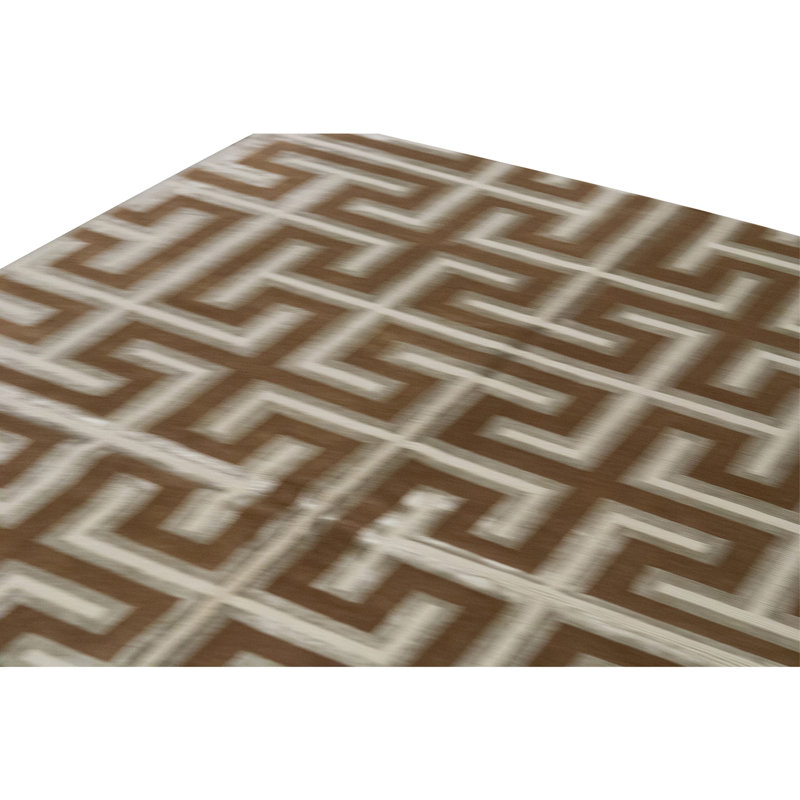 Hand Knotted Geometric Area Rug in Gold