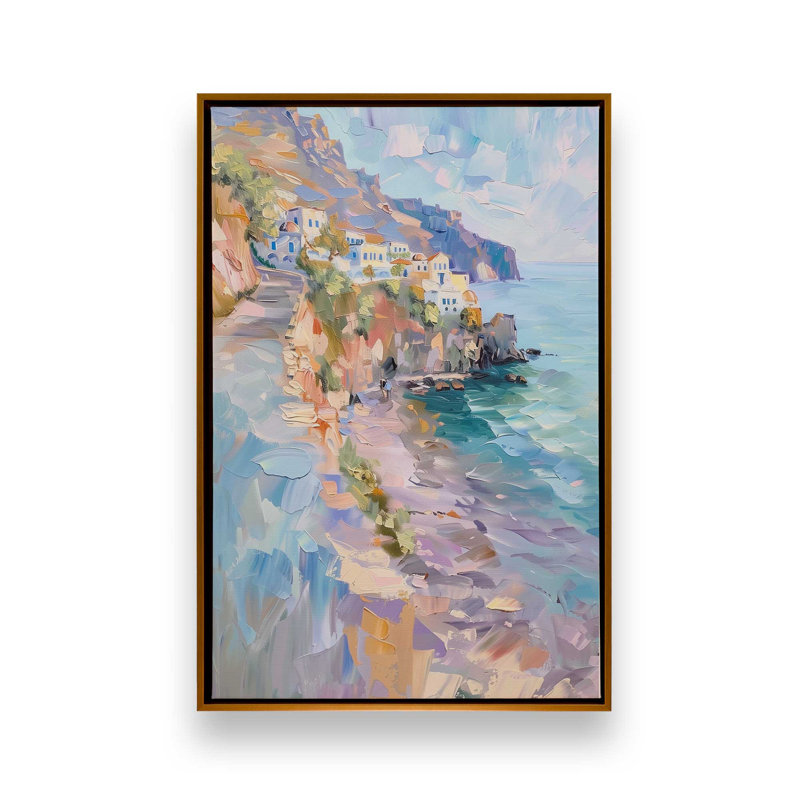 Côte pastel Amalfi I, H 19 po x l 13 po, Cadre flottant, Or poli