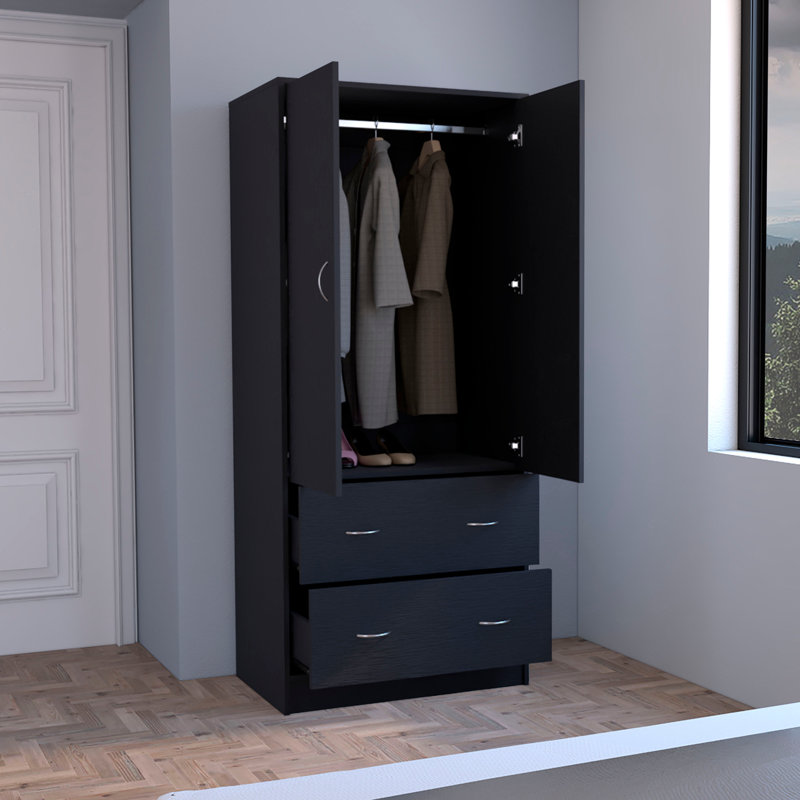 Armoire 2 portes 2 tiroirs, Noir