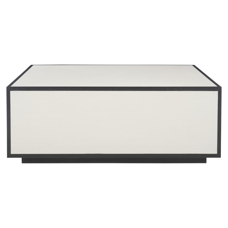 White and Black Square Wood Coffee Table with Storage