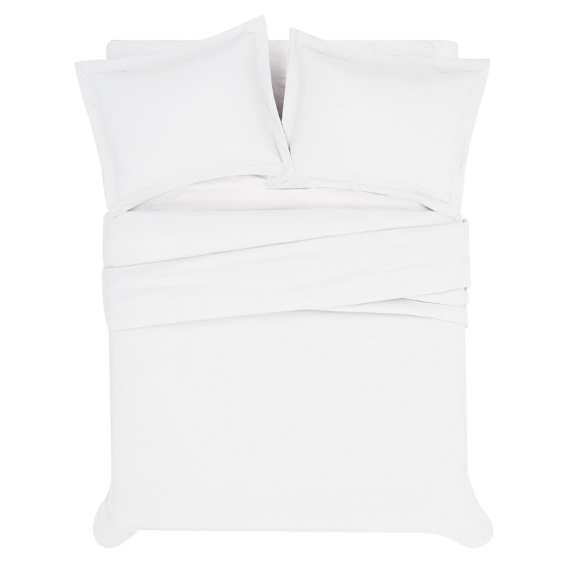 London Fog Garment Wash Solid Duvet Set, King, White