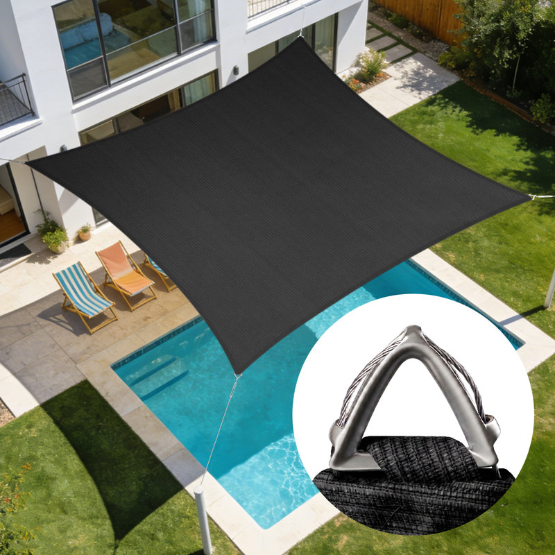 Voile d'ombrage carré Amgo Pro Ring, 22 pi x 22 pi , Noir, noir, noir, noir