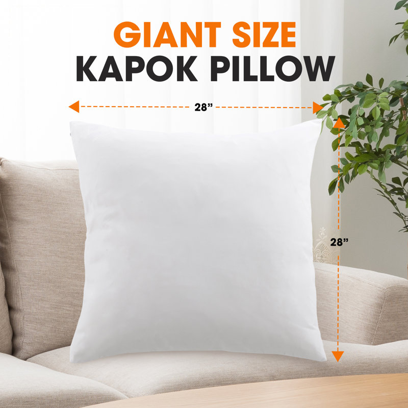 Set of 2 White Cotton Kapok Fiber Throw Pillows