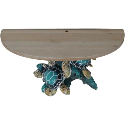 Marine Blue Sea Turtles Swimming By Ocean Corals Floating Wall Bracket Shelf