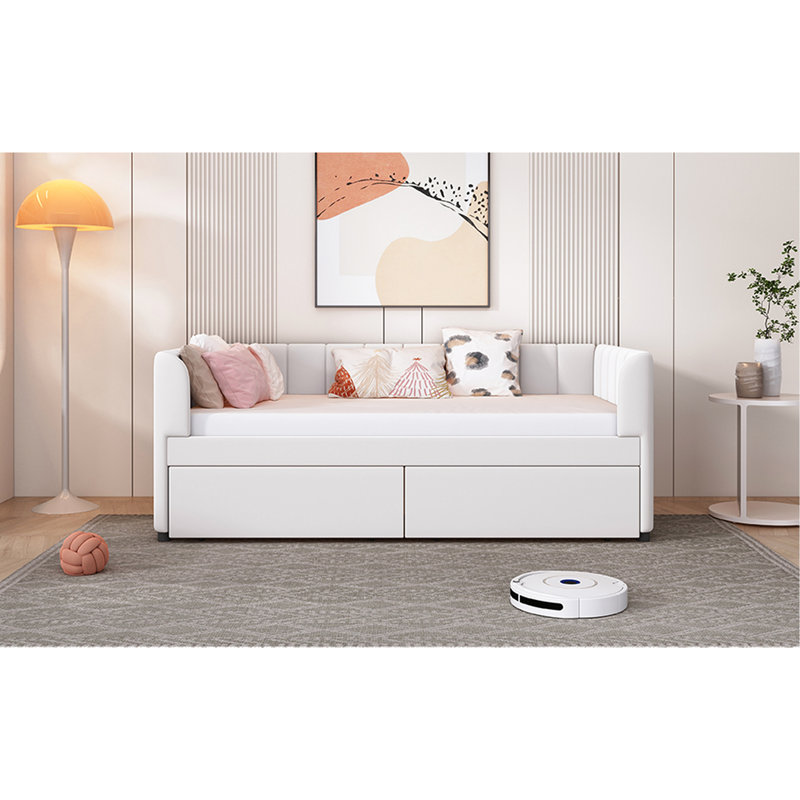 Lit de jour ergonomique simple en rose avec 2 tiroirs pour la chambre à coucher 3 - 4 et une chaleur douillette, Rose