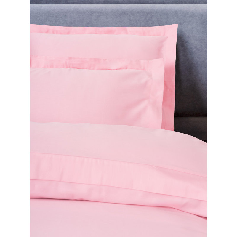 Luxurious Satin Quilt Cover Set (3 Pieces), Soft Pink, 94.5 x 86.6 inches | 100% Cotton Satin, 210 Thread Count | Machine Washable, Button Closure for Duvet & Pillowcases | Elegant Reactive Printing for Cozy Bedrooms
