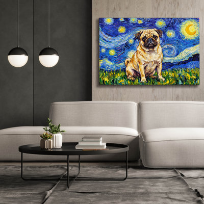  'Pug Starry Night' by Rich Monet Canvas Wall Art, 60" x 40"