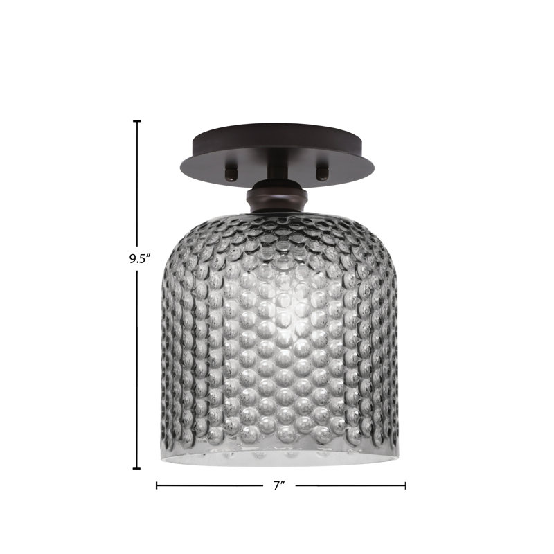 Verre texturé semi-encastré 1 lumière Edge, Nickel brossé, H 9,5 po x l 7 po x P 7 po