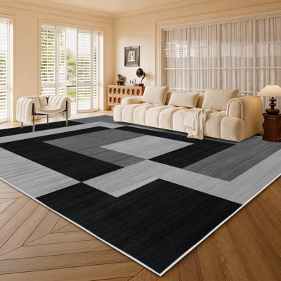 Abstract Machine Printed Shag Area Rug