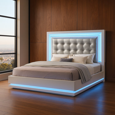 Lit plateforme blanc laiteux Daleen