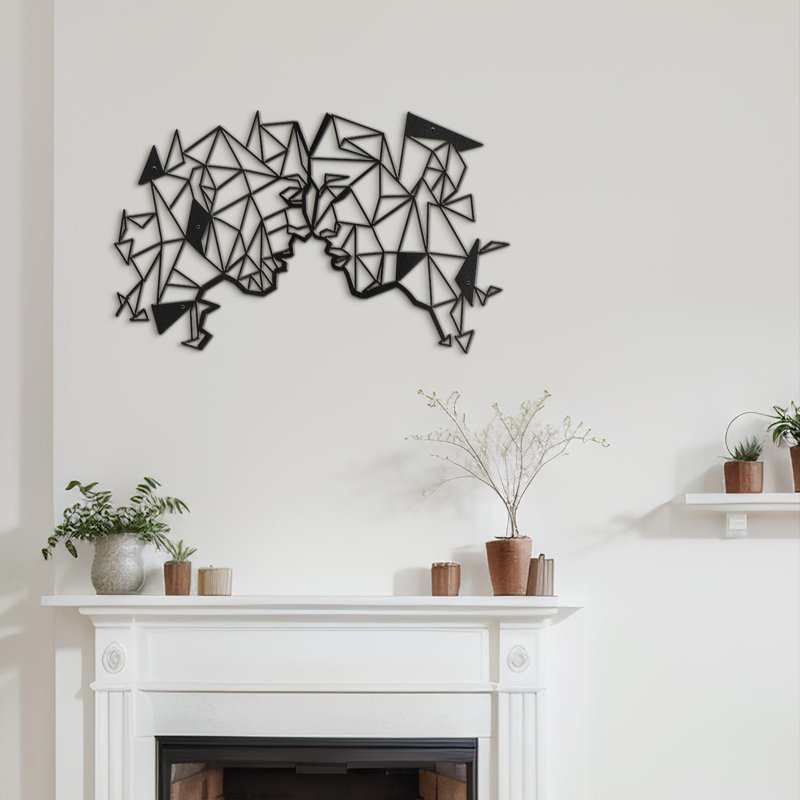 Décoration géométrique abstraite à motif géométrique abstrait moderne, H 22,68 po x l 36 po x P 0,05 po, Noir