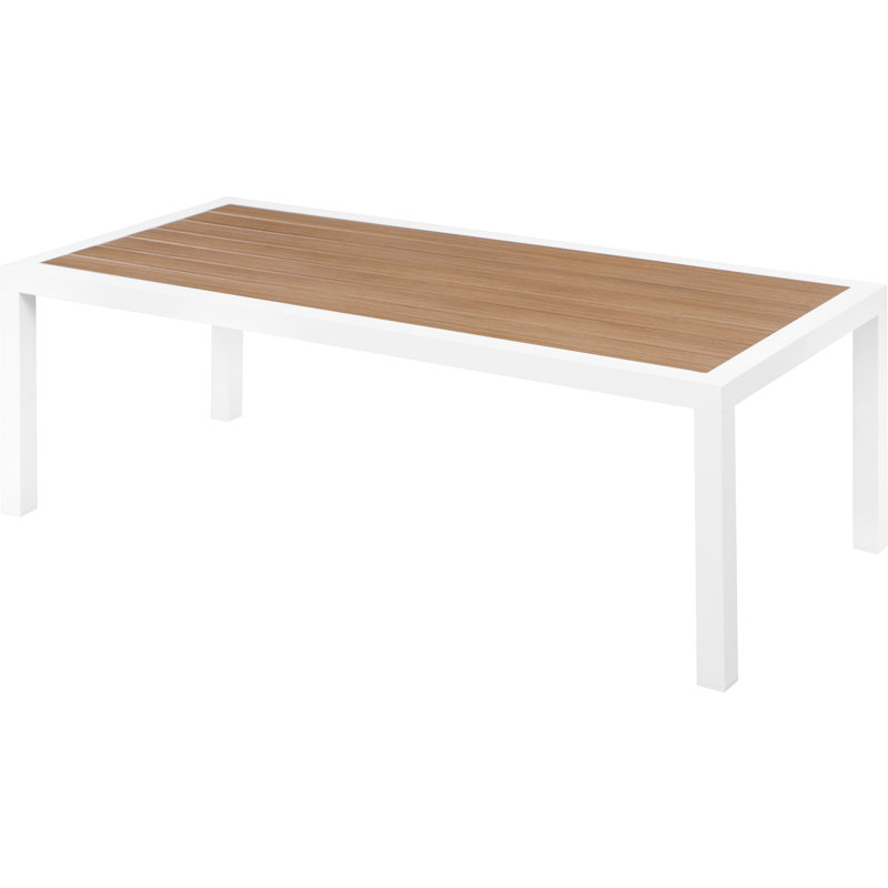Vernola Rectangular Wood Metal Outdoor Coffee Table , 48'' in. W 22'' in. D, Brown/White