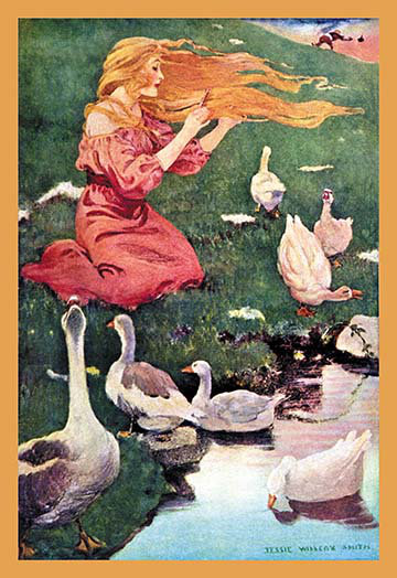 "fille d’oie" par jessie willcox smith, reproduction d’art, H 42 po x l 28 po x P 1,5 po