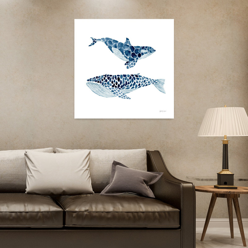 Deux baleines, art côtier, H 32 po x l 32 po