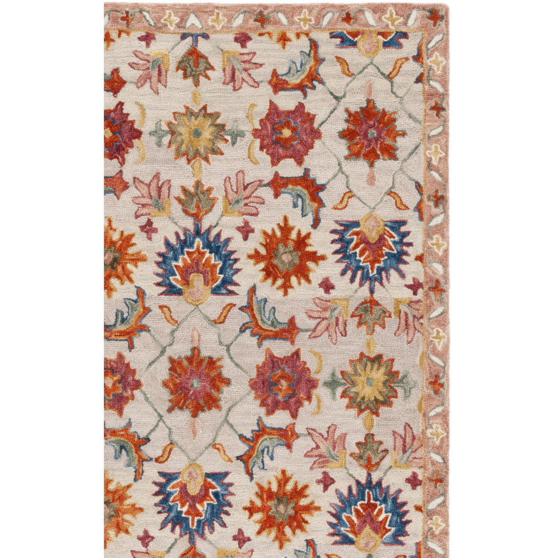 Hand Tufted Wool;Cotton Floral Indoor Rug, Runner 2'3" x 9'