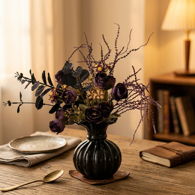 Fleurs gothiques dans un vase Fleurs artificielles pour centres de table Boho Halloween Home Decor