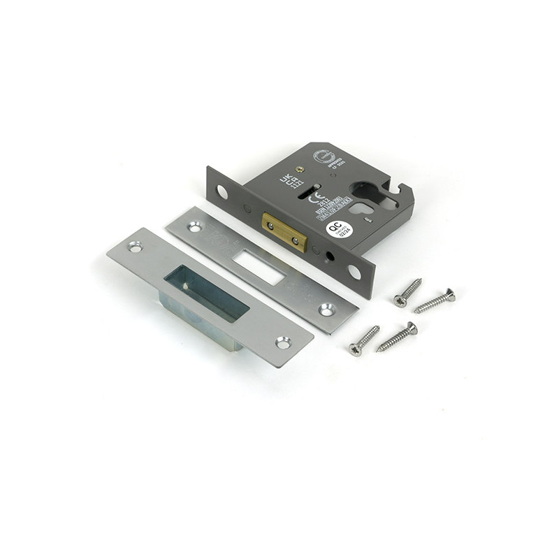 Polished Chrome 3" Euro Profile Dead Lock, Satin Chrome