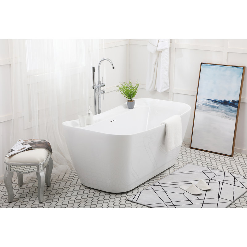 Dezra 66.94'' x 30.75'' Soaking Bathtub, Polished Chrome