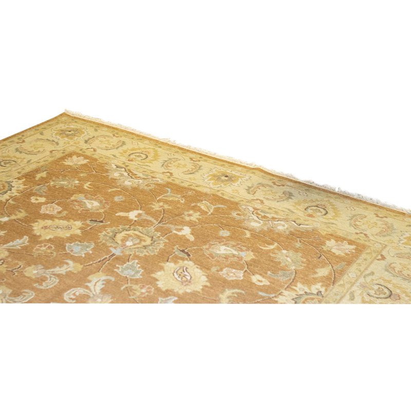 Tapis brun et beige de haute qualité noué à la main
