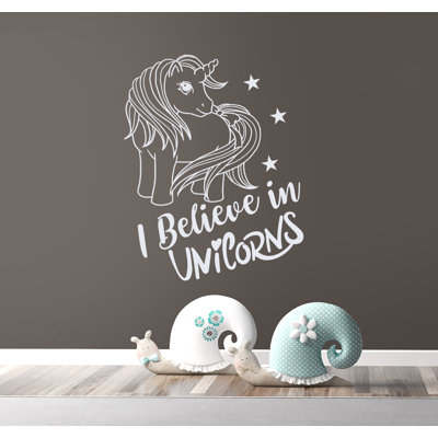 Adhésif décoratif «I Believe in Unicorns» pour chambre d'enfants