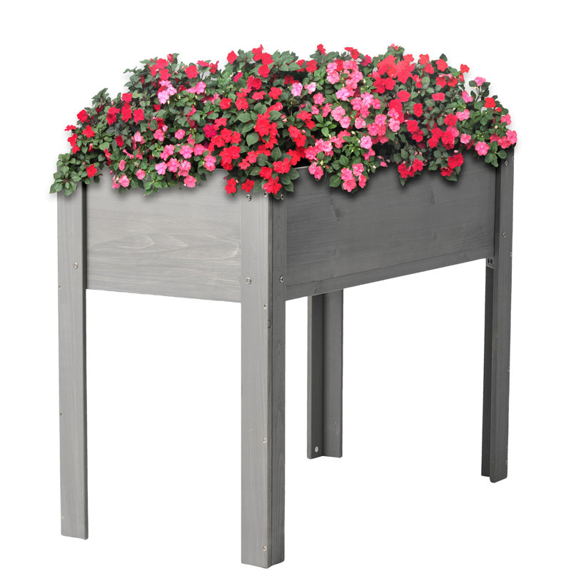 Spacious 40 - Inch Elevated Solid Wood Planter Box With Four Leg Stability For Outdoor Plant Cultivation Of Flowers Vegetables Herbs, Warm Brown Shade, Simple Diy Assignment, 20 Wide, 31 High Support