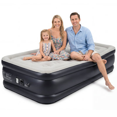 Matelas avec pompe intégrée, lit à air surélevé de 18 pouces, conception améliorée du pilier en nid d'abeille, gonflage rapide de 3 minutes, supportant jusqu'à 800 lb pour les invités à domicile et le camping
