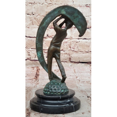 Sculpture de golfeur en bronze sur base de marbre - art de golf moderne
