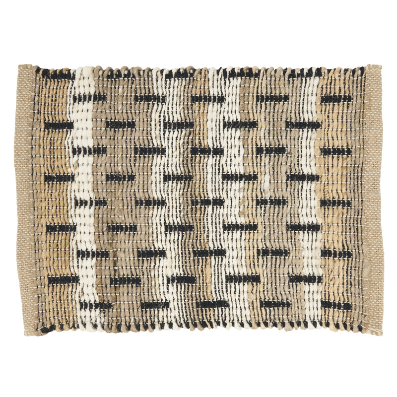 Beige and Tan Jute-Cotton Rectangle Placemats, Set of 4