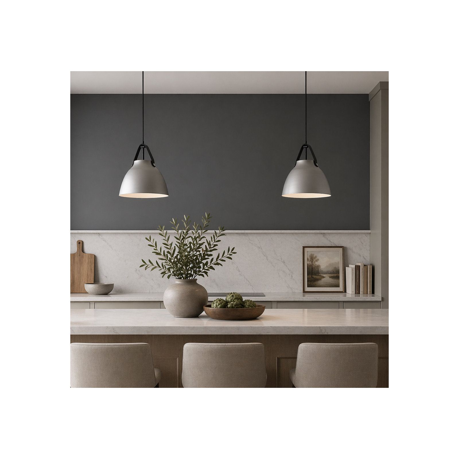 Gianni 1 - Light Single Dome Pendant, Black/Brushed Patinum, 14.5" H x 14.25" W x 14.25" D