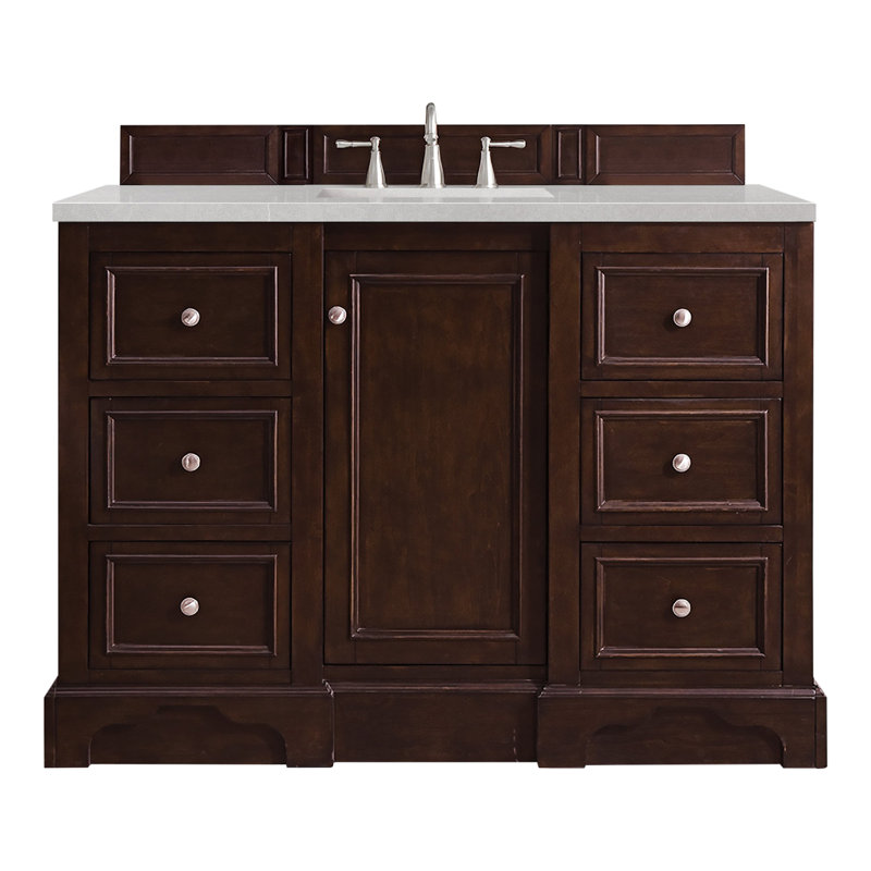 De Soto 48'' W Single Vanity, Bright White, Cala Blue Quartz, 8" Widespread