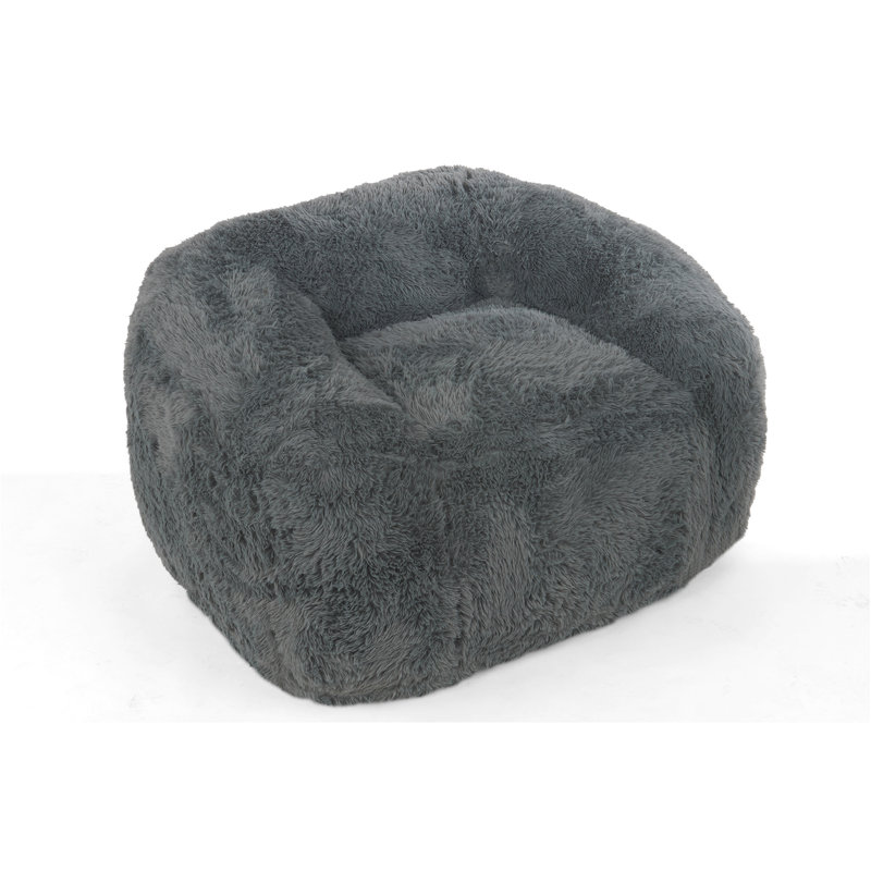Bilbao Faux Fur Bean Bag Armchair, Gray Faux Fur
