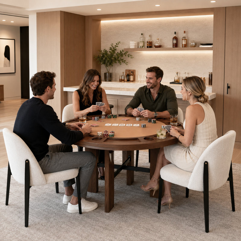 Ensemble de table de jeu 5 pièces, table de poker et table à manger convertible 48 po avec 4 chaises rembourrées en tissu