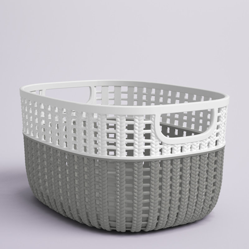 Simplify Polypropylene Decorative Basket, 6" H x 9" W x 11" D, Gray/White, 1