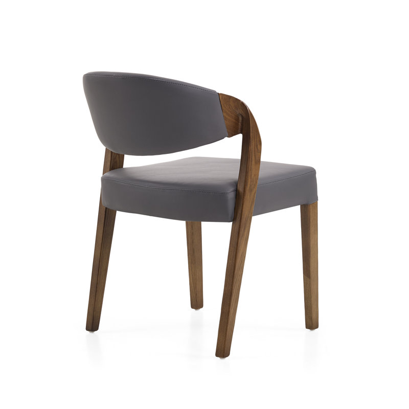 Aiko 18.1'' H Faux Leather Upholstered Ash Side Chair, Anthracite