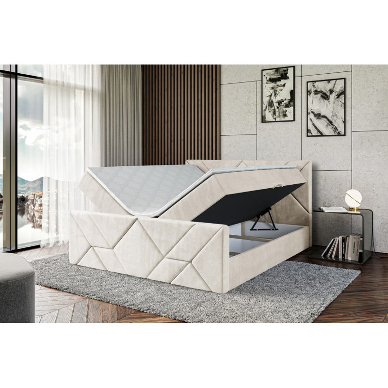 Bed, 180cm W x 200cm L, Beige cream
