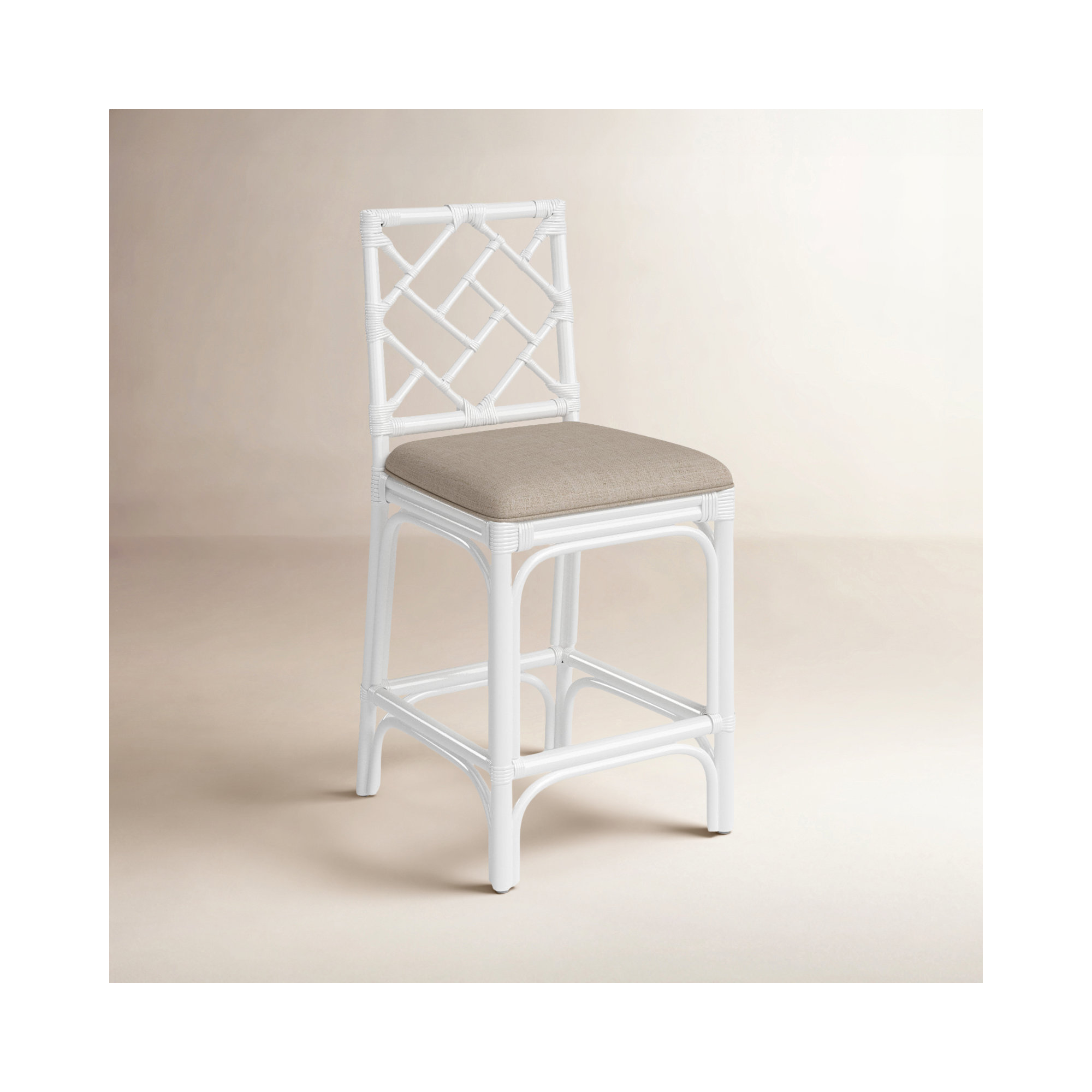 Fulton Woven Stool, White, Counter Stool (24" Seat Height)