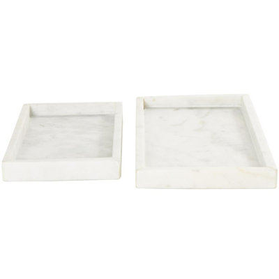 Marble Decor Tray with Raised Border Set