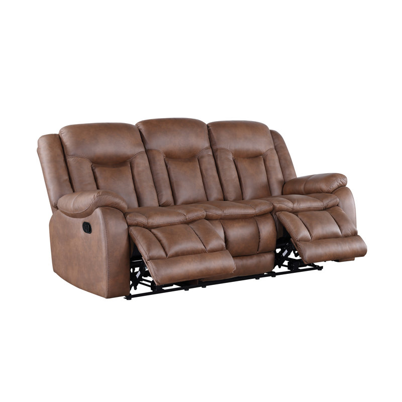 Canapé inclinable manuel double Olaf en similicuir brun 88 po Olaf, Brun selle