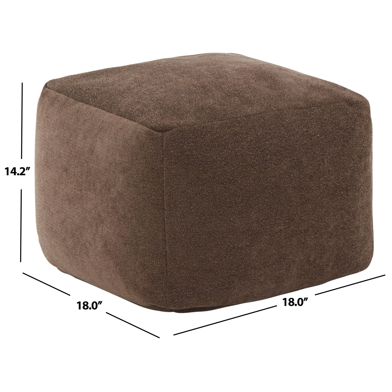 Inaki Upholstered Pouf, Dark Brown Boucle