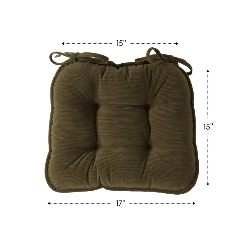Coussin de siège d'intérieur réversible en velours côtelé, Sauge
