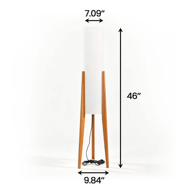 46'' Soild Wood Tripod Floor Lamp, Natural, 46 Inch