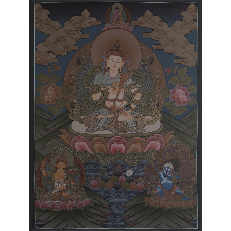 Vajrasattva - divinité bouddhiste tibétaine (Thangka Brocadeless)